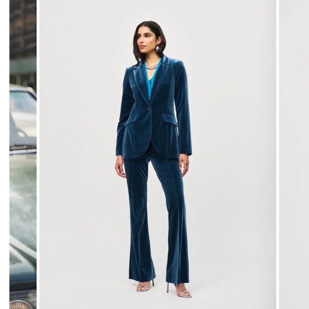 Joseph Ribkoff Teal Velvet Women's Pantsuit NWT